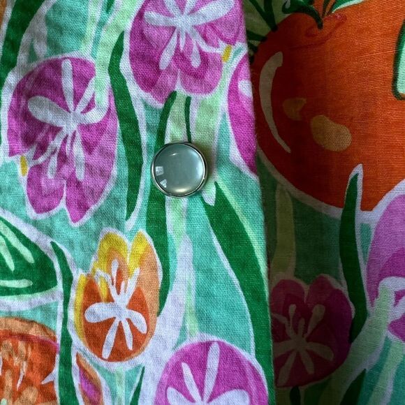 Vintage Pearl Snap Women’s Lounge Dress Small Fruit Print Short Sleeve - Picture 5 of 6